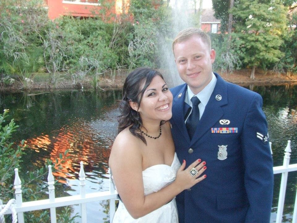 Dr. Alexandra Tarvin and her husband Brennan, a United States Air Force veteran, at a military ball